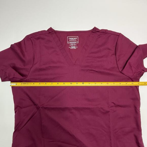Cherokee Workwear Revolution Scrubs Women’s V Neck Top WW620 Wine NEW Size M - Picture 6 of 16